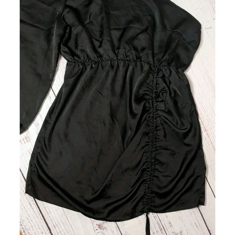 Plus Size Satin One Shoulder Mini Dress Womens Size 18 Black Ruched Sexy - Picture 7 of 13